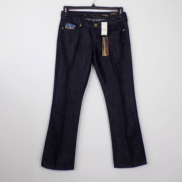 Express Jeans Regular Fit Low Rise Boot Cut Size 2 Sparkly Sequins Stella - Picture 1 of 10
